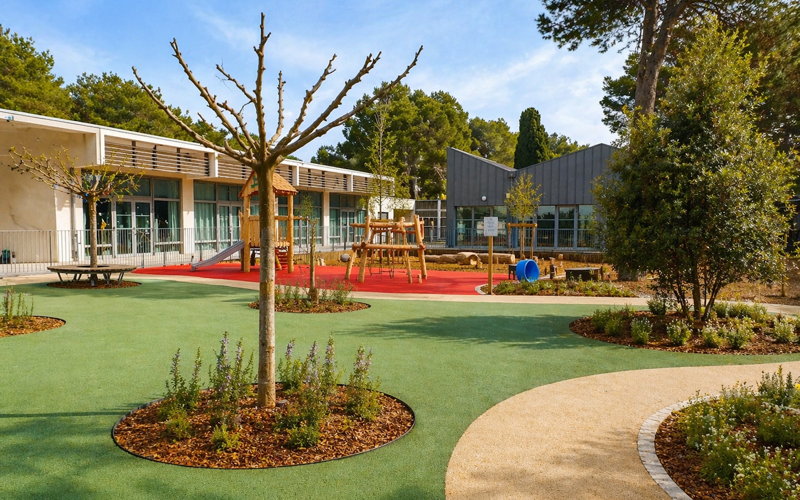 Désimperméabilisation et végétalisation des cours du groupe scolaire des Moulins de Barbentane